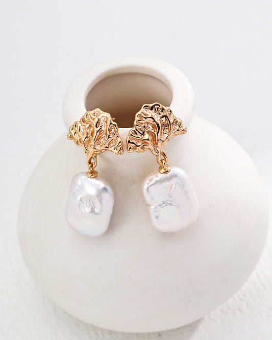 S925 Sterling Silver Vintage Natural Pearl Drop Earrings