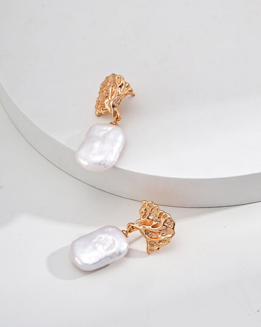 S925 Sterling Silver Vintage Natural Pearl Drop Earrings