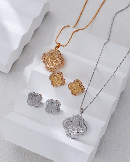 S925 Silver Four-Leaf Clover Jewelry Set