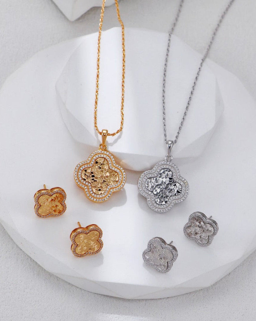 S925 Silver Four-Leaf Clover Jewelry Set