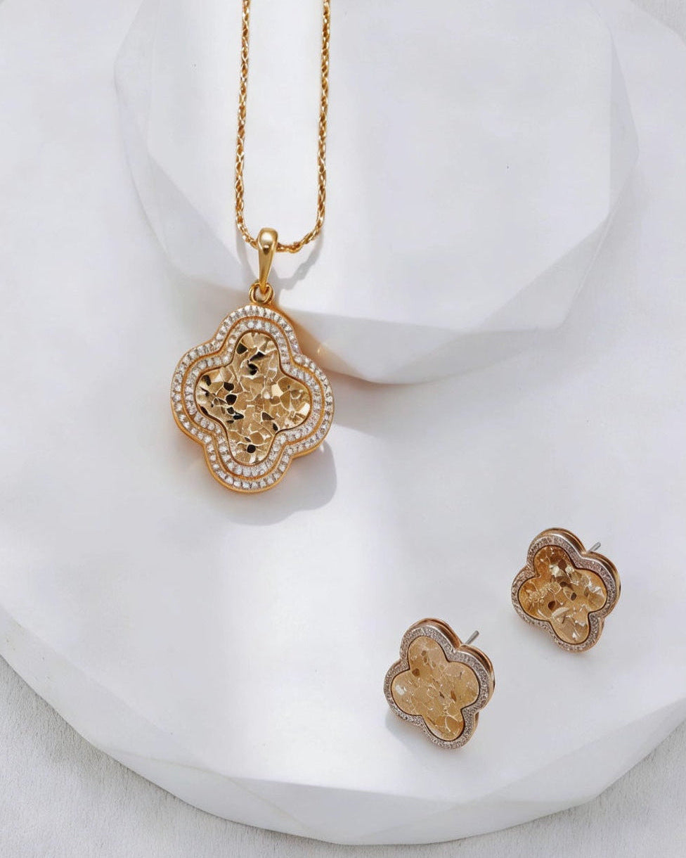 S925 Silver Four-Leaf Clover Jewelry Set